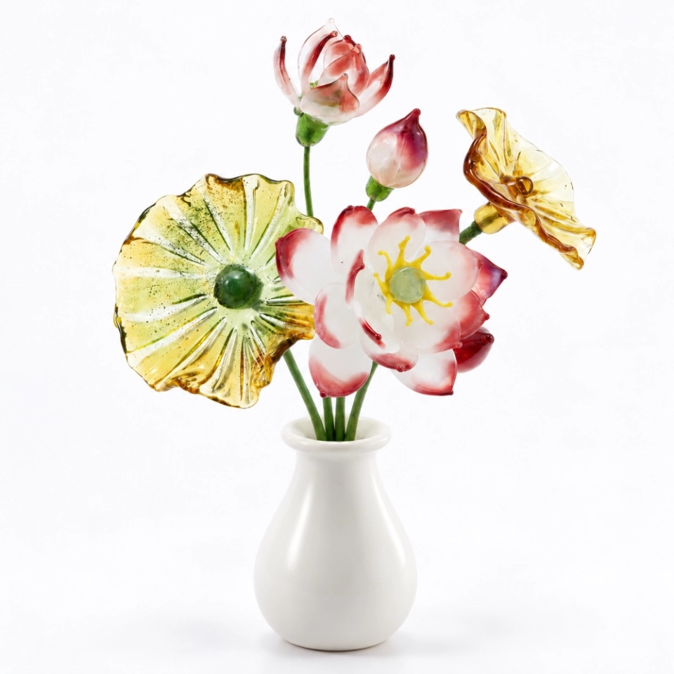 Glass Lotus Flowers, Bud & Leaves | Flore Vitrea