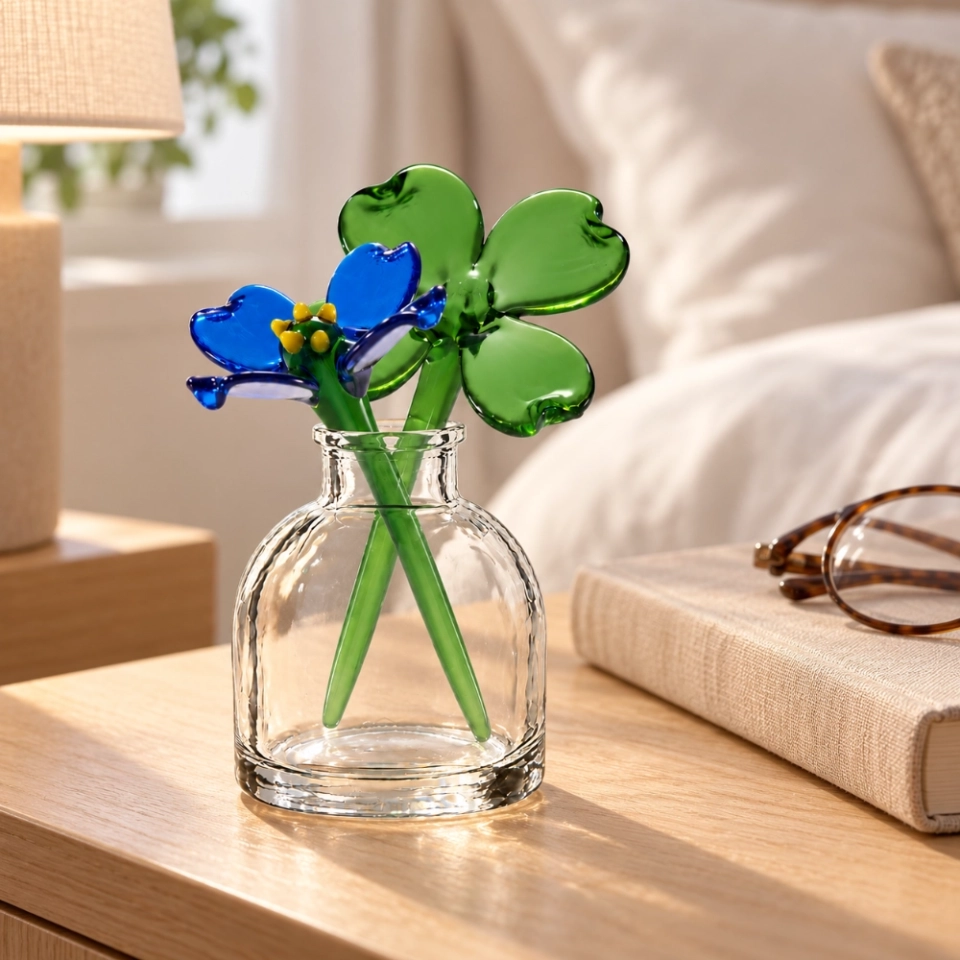 Mini Glass Forget-Me-Not & Clover Set with Vase | Flore Vitrea