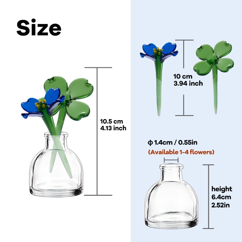 Mini Glass Forget-Me-Not & Clover Set with Vase | Flore Vitrea